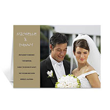 Cartes photo de mariage doré intemporel personnalisées, pliées modernes 12,7 x 17,78 cm
