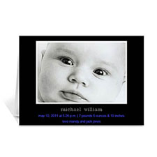 Cartes photo bébé personnalisées noires classiques, pliées 12,7 x 17,78 cm