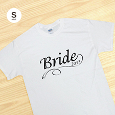 T-shirt blanc adulte petit, personnalisé monde de la mariée