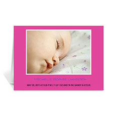 Cartes photo bébé personnalisées rose vif, pliées 12,7 x 17,78 cm