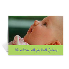 Cartes de voeux photo bébé personnalisées citron vert, pliées simples portrait 12,7 x 17,78 cm