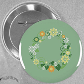 Pin bouton personnalisé mariage floral printemps, rond 57mm