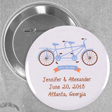 Pin bouton personnalisé vélo tandem mariage, rond 57mm