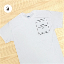 Petit t-shirt blanc personnalisé pour hommes image portrait deux messages