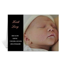 Cartes photo bébé personnalisées noires classiques, pliées modernes 12,7 x 17,78 cm