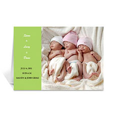Cartes de voeux photo bébé personnalisées citron vert, pliées modernes 12,7 x 17,78 cm