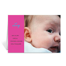 Cartes photo bébé personnalisées rose vif, pliées modernes 12,7 x 17,78 cm