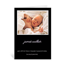 Cartes photo bébé personnalisées noires classiques, pliées portrait 12,7 x 17,78 cm