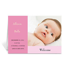Cartes fête prénatale personnalisées roses claires, pliées modernes 12,7 x 17,78 cm
