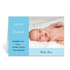 Cartes photo personnalisées bleues claires fête prénatale, modernes pliées 12,7 x 17,78 cm 