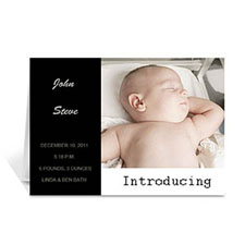 Cartes photo noires annonces de bébé personnalisées, pliées modernes 12,7 x 17,78 cm