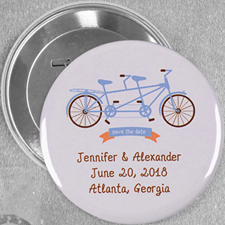 Pin bouton personnalisé vélo tandem mariage, rond 76mm