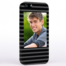 Personalized Grey Stripes Pattern Photo iPhone Case
