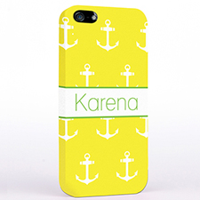 Personalized Yellow And White Cute Anchors iPhone Case