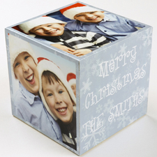 Cube photo en bois Joyeux Noël flocon de neige, 5 panneaux