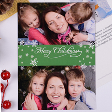Carte d'invitation de Noël personnalisée verte deux collage
