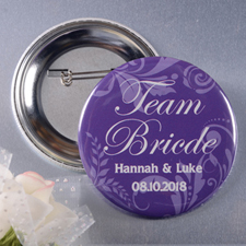 Pin bouton personnalisé floral équipe de la mariée, rond 57mm