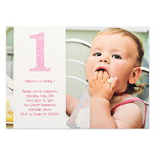 Carte d'invitation personnalisée la première année anniversaire fille