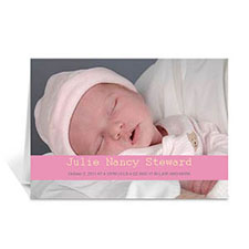 Cartes photo bébé personnalisées roses claires, pliées informelles 12,7 x 17,78 cm