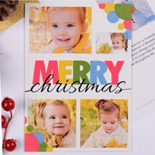 Carte d'invitation de fête  personnalisée points de Noël colorés 5 collage