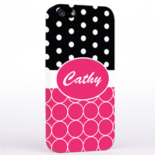 Personalized Black Fuchsia Polka Dot iPhone Case