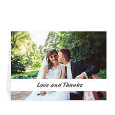 Cartes photo de mariage blanc classique personnalisées, pliées informelles 12,7 x 17,78 cm