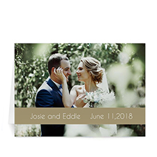 Cartes de mariage photo personnalisées dorées, pliées informelles 12,7 x 17,78 cm