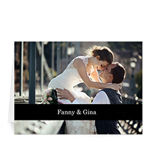 Cartes de mariage photo personnalisées noires classiques, pliées informelles 12,7 x 17,78 cm