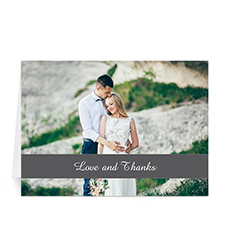Cartes de mariage photo personnalisées grises classiques, pliées informelles 12,7 x 17,78 cm