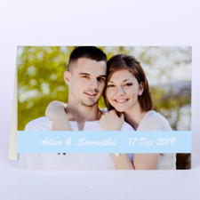 Cartes photo mariage personnalisées bleues claires, pliées informelles 12,7 x 17,78 cm