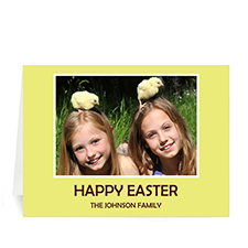 Cartes de voeux photo de Pâques jaunes personnalisées, pliées 12,7 x 17,78 cm
