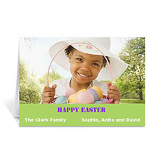 Cartes de voeux photo vertes Pâques personnalisées, pliées simples 12,7 x 17,78 cm