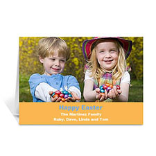 Cartes de voeux photo oranges Pâques personnalisées, pliées simples 12,7 x 17,78 cm