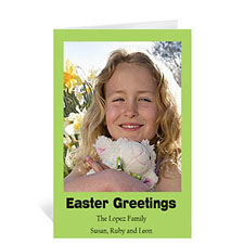 Cartes de voeux photo vertes Pâques personnalisées, pliées informelles portrait 12,7 x 17,78 cm