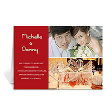 Cartes de voeux annonce de mariage personnalisée élégante collage rouge