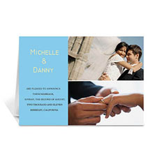 Cartes de voeux annonce de mariage personnalisées élégantes collage bleu