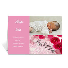 Cartes de voeux annonce de naissance personnalisées élégantes collage rose