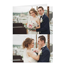 Carte de mariage collage deux photos classique personnalisée, portrait