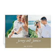 Cartes de mariage photo personnalisées deux collage, simple beige 12,7 x 17,78 cm