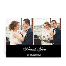 Cartes de mariage photo personnalisées deux collage, simple noir 12,7 x 17,78 cm