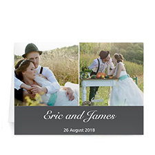 Cartes de mariage photo personnalisées deux collage, simple gris 12,7 x 17,78 cm