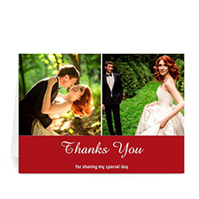 Cartes de mariage photo personnalisées deux collage, simple rouge 12,7 x 17,78 cm