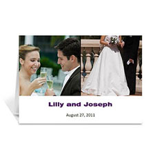 Cartes de mariage photo personnalisées deux collage, simple blanc 12,7 x 17,78 cm