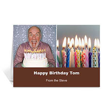 Cartes d'anniversaire photo personnalisées deux collage, simple chocolat 12,7 x 17,78 cm
