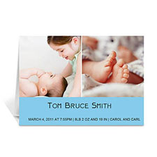 Cartes photo bébé personnalisées deux collage, simple bleu 12,7 x 17,78 cm