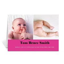 Cartes photo bébé personnalisées deux collage, simple rose vif 12,7 x 17,78 cm