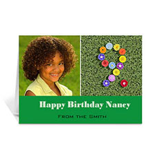 Cartes d'anniversaire photo personnalisées deux collage, simple vert 12,7 x 17,78 cm