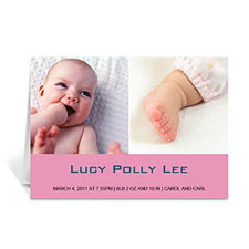 Cartes photo bébé personnalisées deux collage, simple rose 12,7 x 17,78 cm