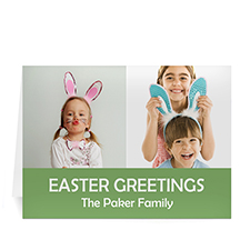 Cartes photo de Pâques personnalisées deux collage, simple vert 12,7 x 17,78 cm