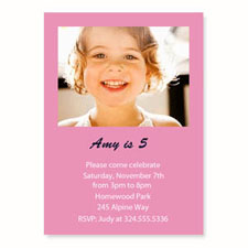 Invitations d'anniversaire personnalisées rose clair, carte papeterie 12,7 x 17,78 cm